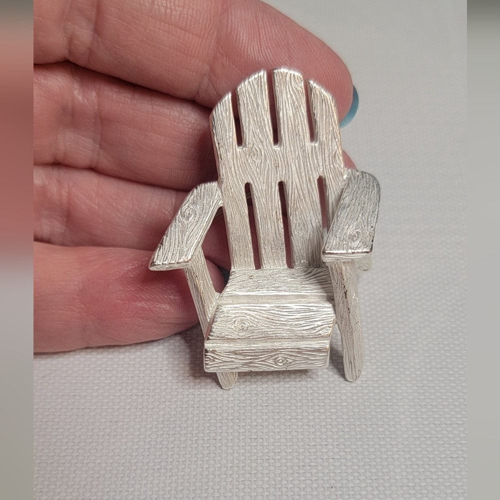 Vintage Silvertone Adirondack Chair Pin/Brooch Womens Costume Jewelry